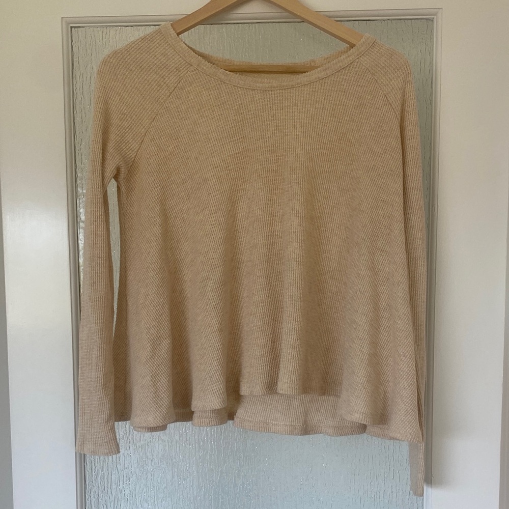 We The Free Cream waffled Knit Top